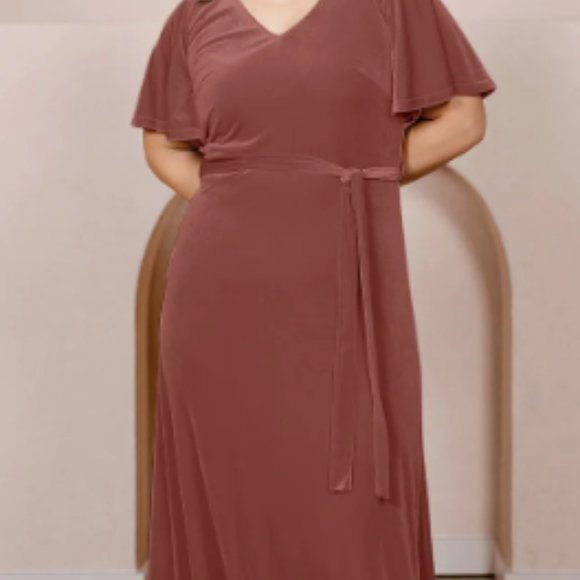 Reese Velvet Terracotta Dress - Picture 3 of 7